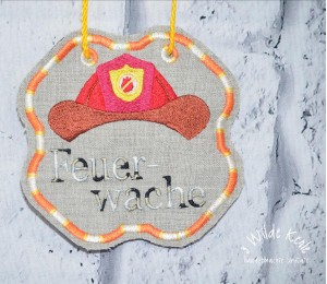 Stickdatei - ITH Postkarte Einladung Feuerwehrhelm 